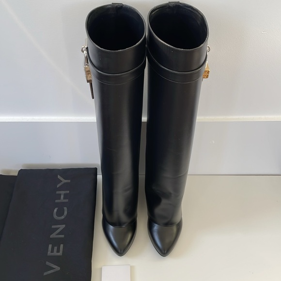 Givenchy Shark Lock Boots in Black Calf Leather size 38.5 - Picture 2 of 14